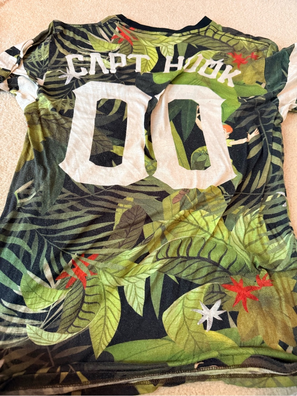 Disney Peter Pan Captain Hook Green Tropical Graphic Tee
